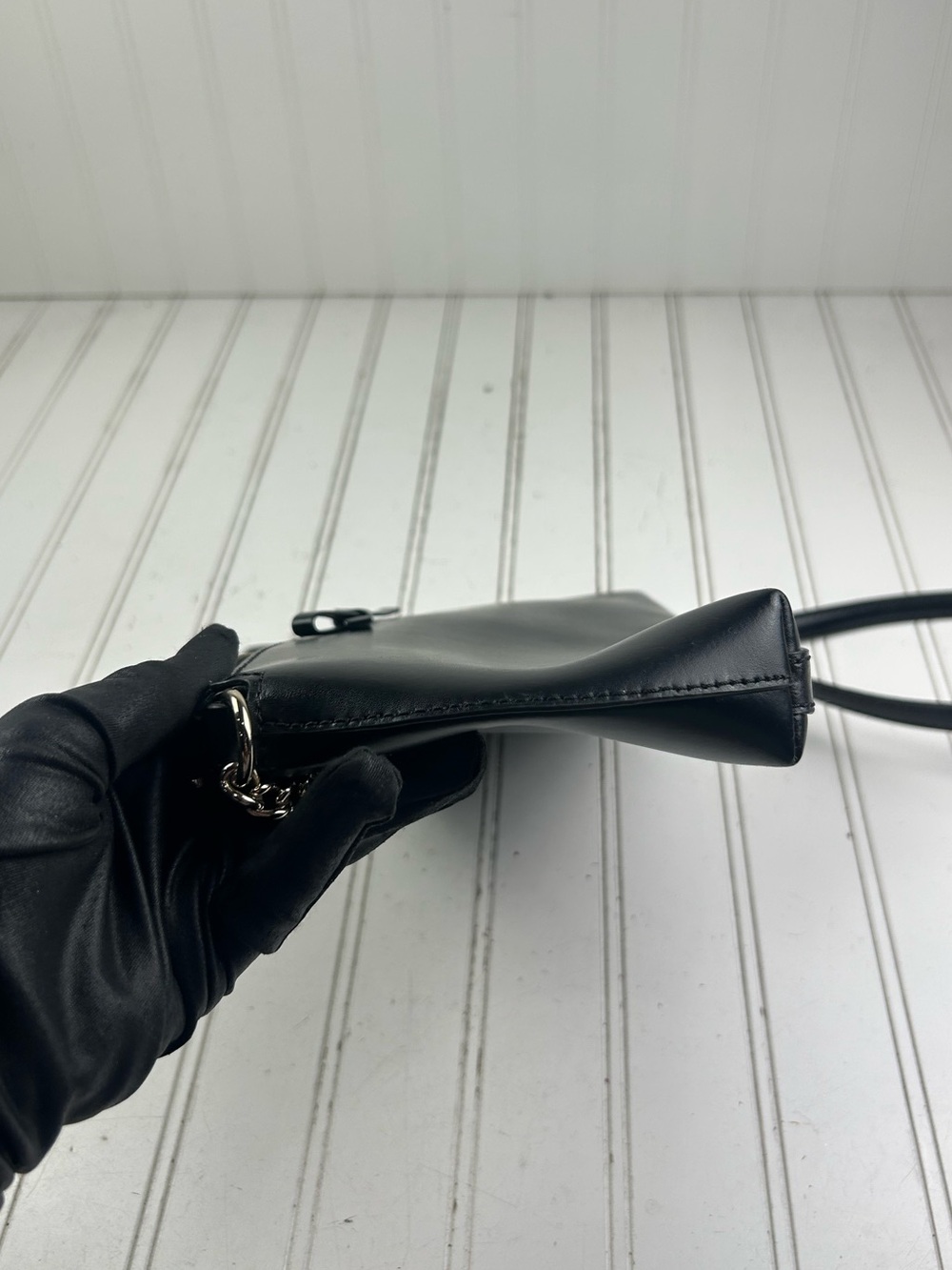 Kate Spade Vintage Y2K Sawyer Street Declan Black Leather Crossbody Bag w Bow - Picture 8 of 11